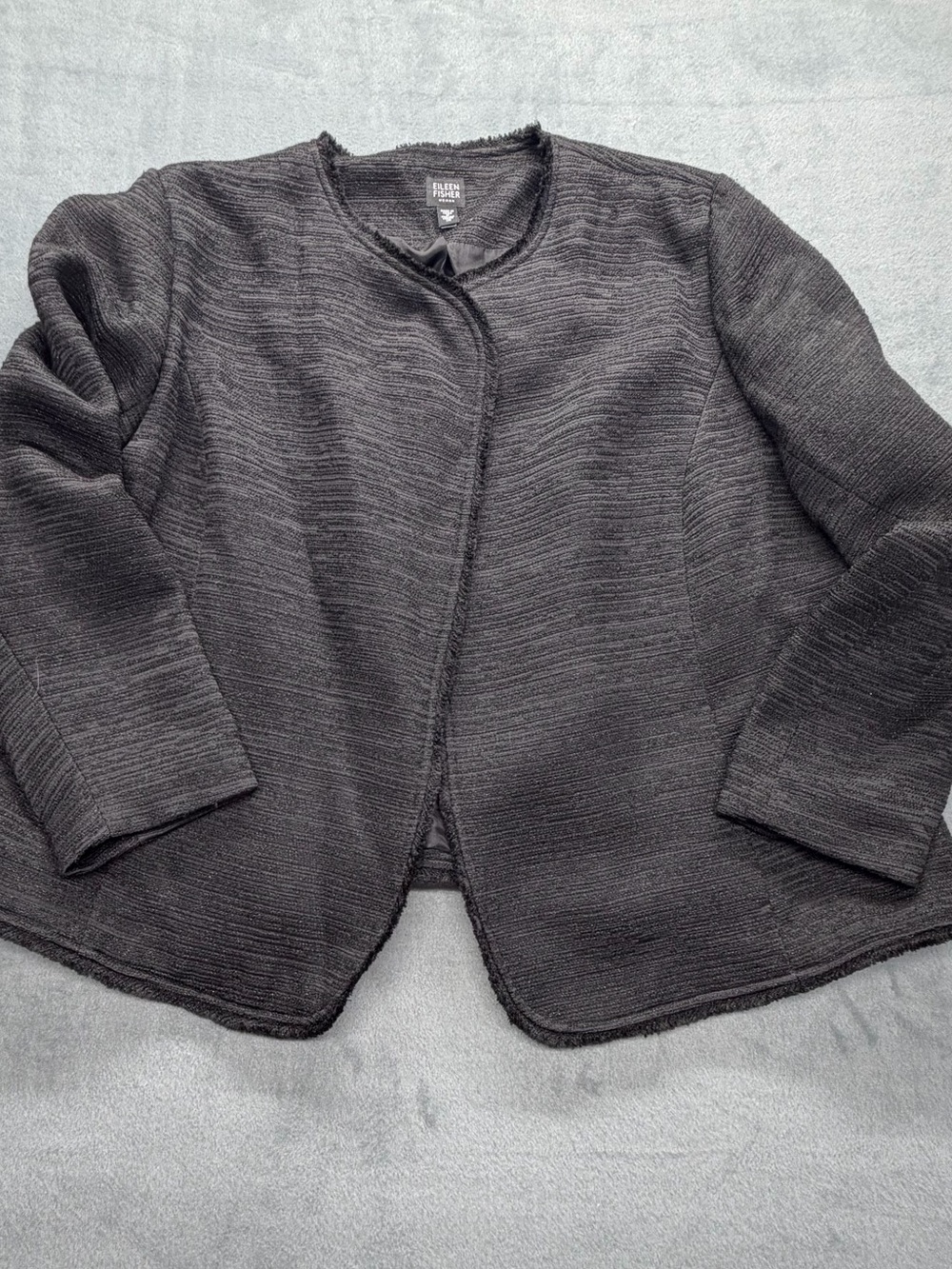 Eileen Fisher Slate Gray Open-Front Textured Jacket